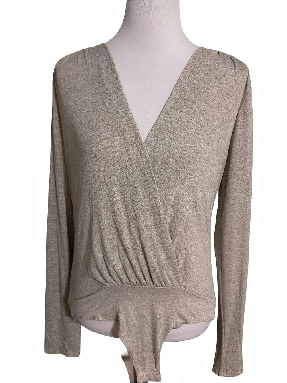Vestique Bodysuit Wrap Front in Taupe Size Large NWT